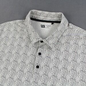 VRST Polo Shirt Mens Size XL White Black Circles Geo Pique Print Short Sleeve